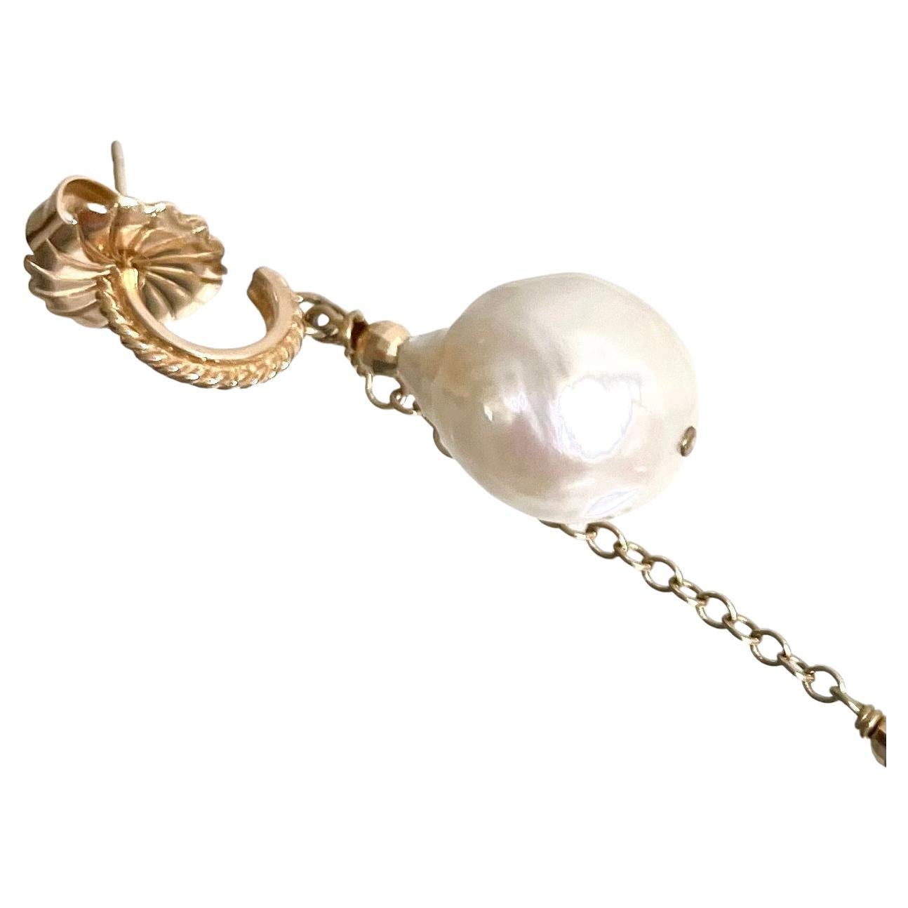 White Baroque Two Drop Pearls Paradizia Earrings For Sale 1