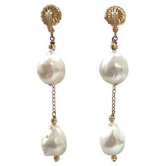 White Baroque Two Drop Pearls Paradizia Earrings