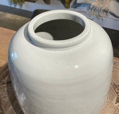 White Barrel Shape Ceramic Vase, China, Contemporary