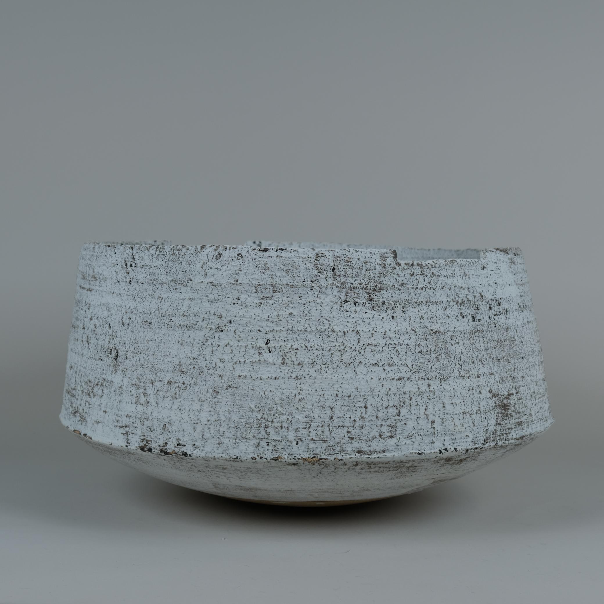 Scandinavian Modern White Basket, The Winter Series, Ceramic Art Piece by Kati Tuominen-Niittylä For Sale