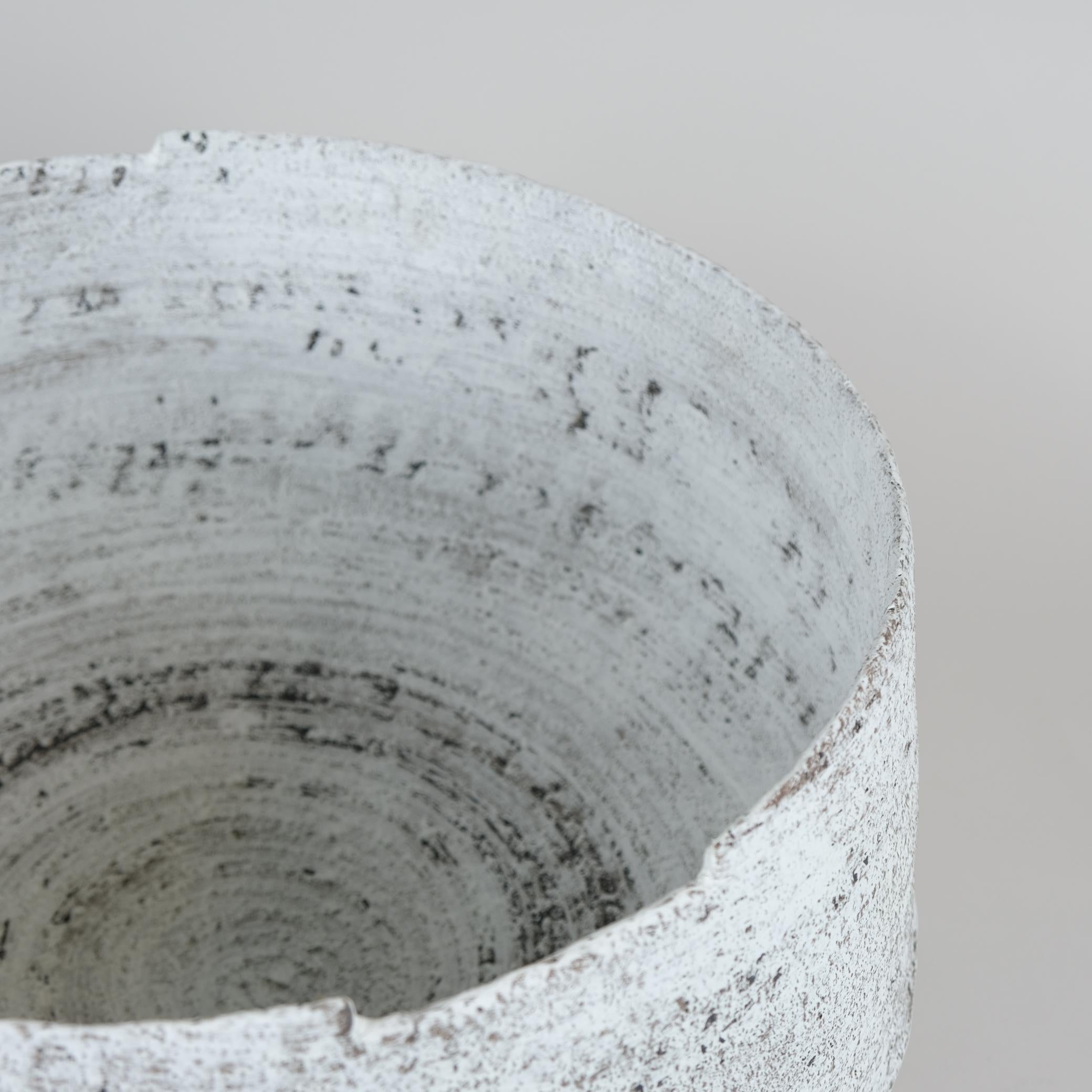 Hand-Crafted White Basket, The Winter Series, Ceramic Art Piece by Kati Tuominen-Niittylä For Sale