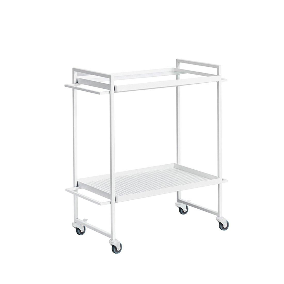 Bauhaus trolley by Kristina Dam Studio
Materials: White powder-coated steel and glass.
Also available in different colors.
Dimensions: 35 x 72 x H 77cm.

The Modernist furniture collection takes notions of modern design and yet the distinctive