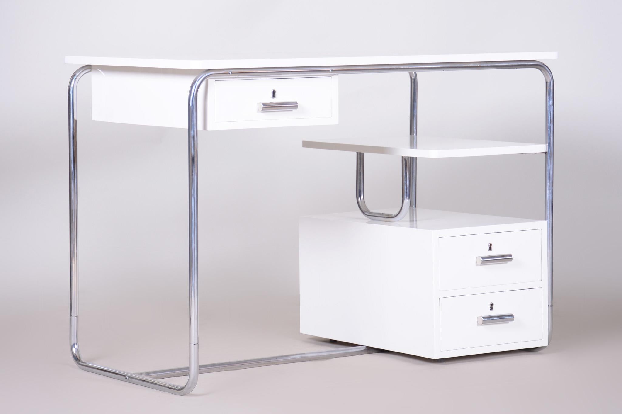 Mid-20th Century White Bauhaus Writing Desk Made in 1930s Germany, Restored  For Sale