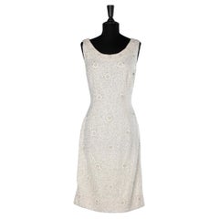 White beaded and sequin cocktail dress on wool jersey base Helen Wong