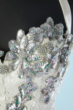 White beaded and sequin top and skirt Circa 1980's