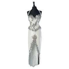 Vintage White beaded and sequin top and skirt Circa 1980's