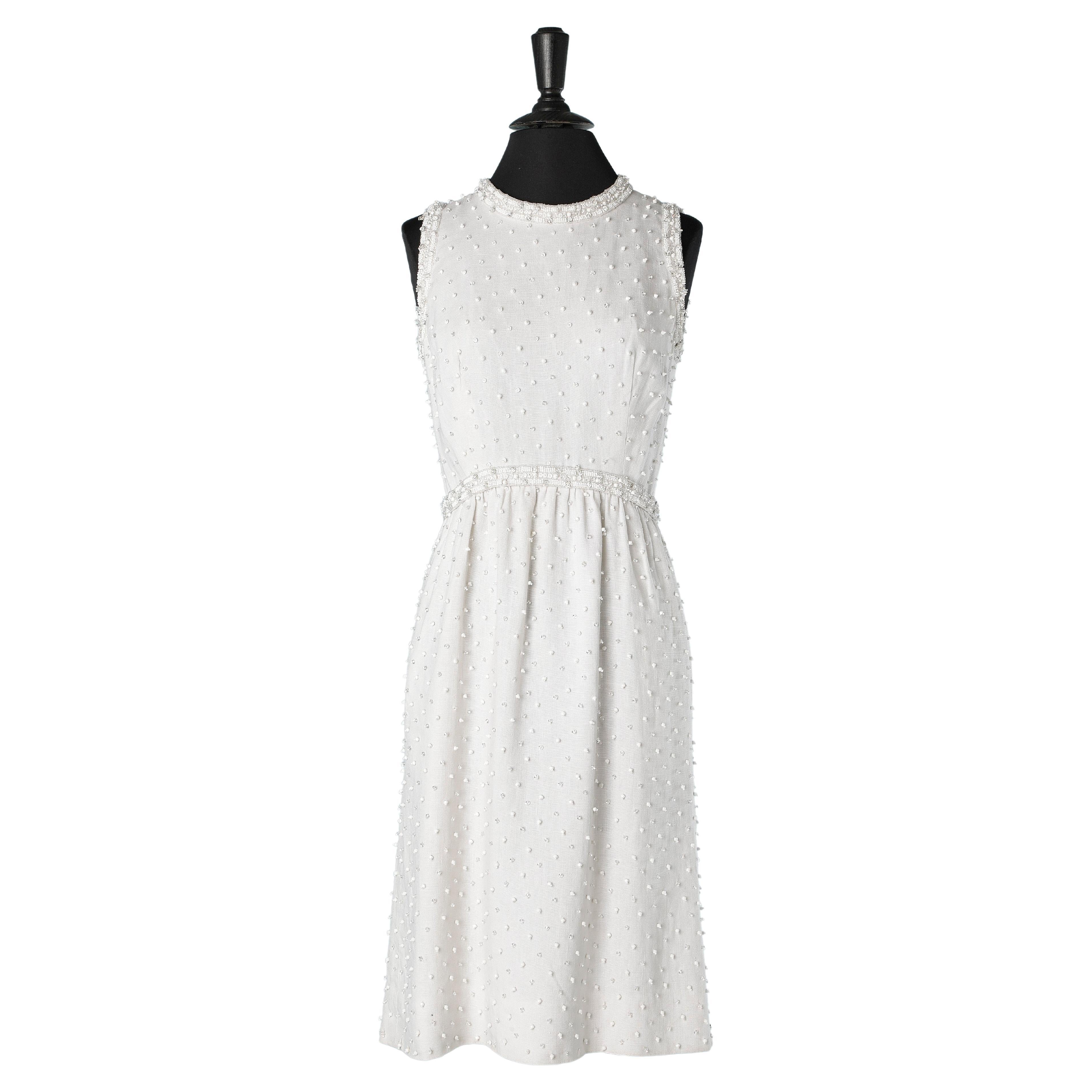 White beaded cocktail dress Sara Fredericks