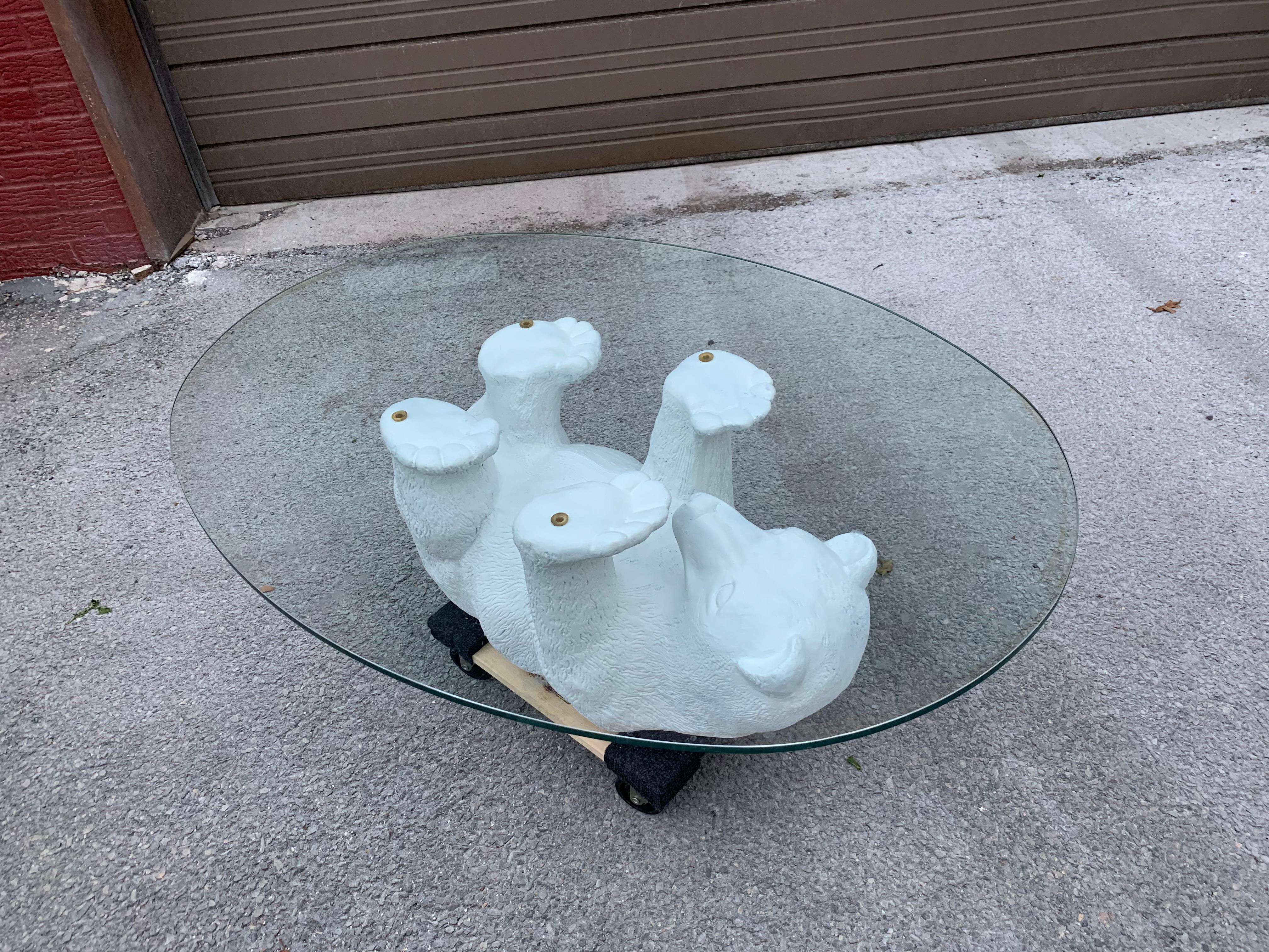 polar bear glass coffee table