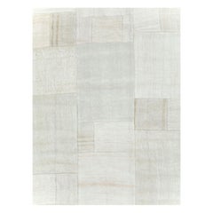 White & Beige Contemporary Handmade Turkish Flatweave Kilim Room Size Carpet