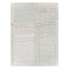 White & Beige Contemporary Handmade Turkish Flatweave Kilim Room Size Carpet