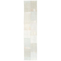 Weiß & Beige Contemporary Handmade Turkish Flatweave Kilim Runner
