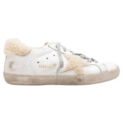 Sneakers basse Golden Goose in pelle e shearling bianche e beige taglia 38