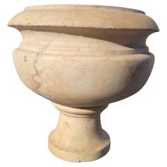Basine de piédestal en marbre blanc/beige, 19ème siècle