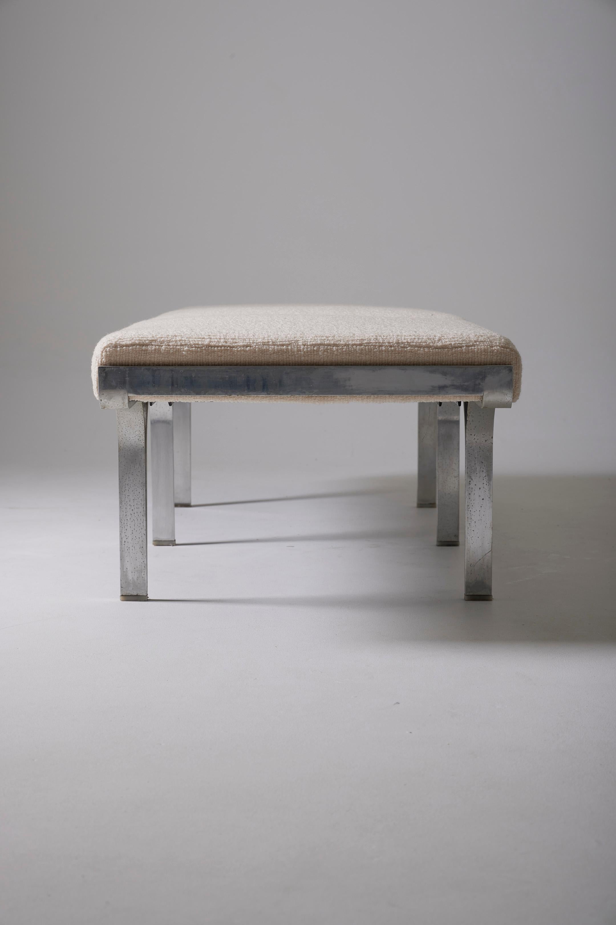 Metal White bench by John Behringer For Sale