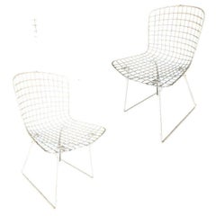 White Bertoia Steel Wire Side Chair with Sled Base by Knoll
