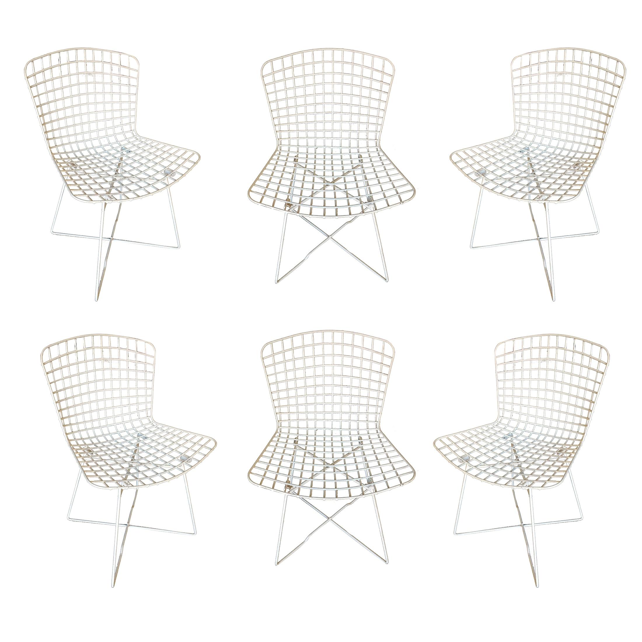 White Bertoia Steel Wire Side Chair With 