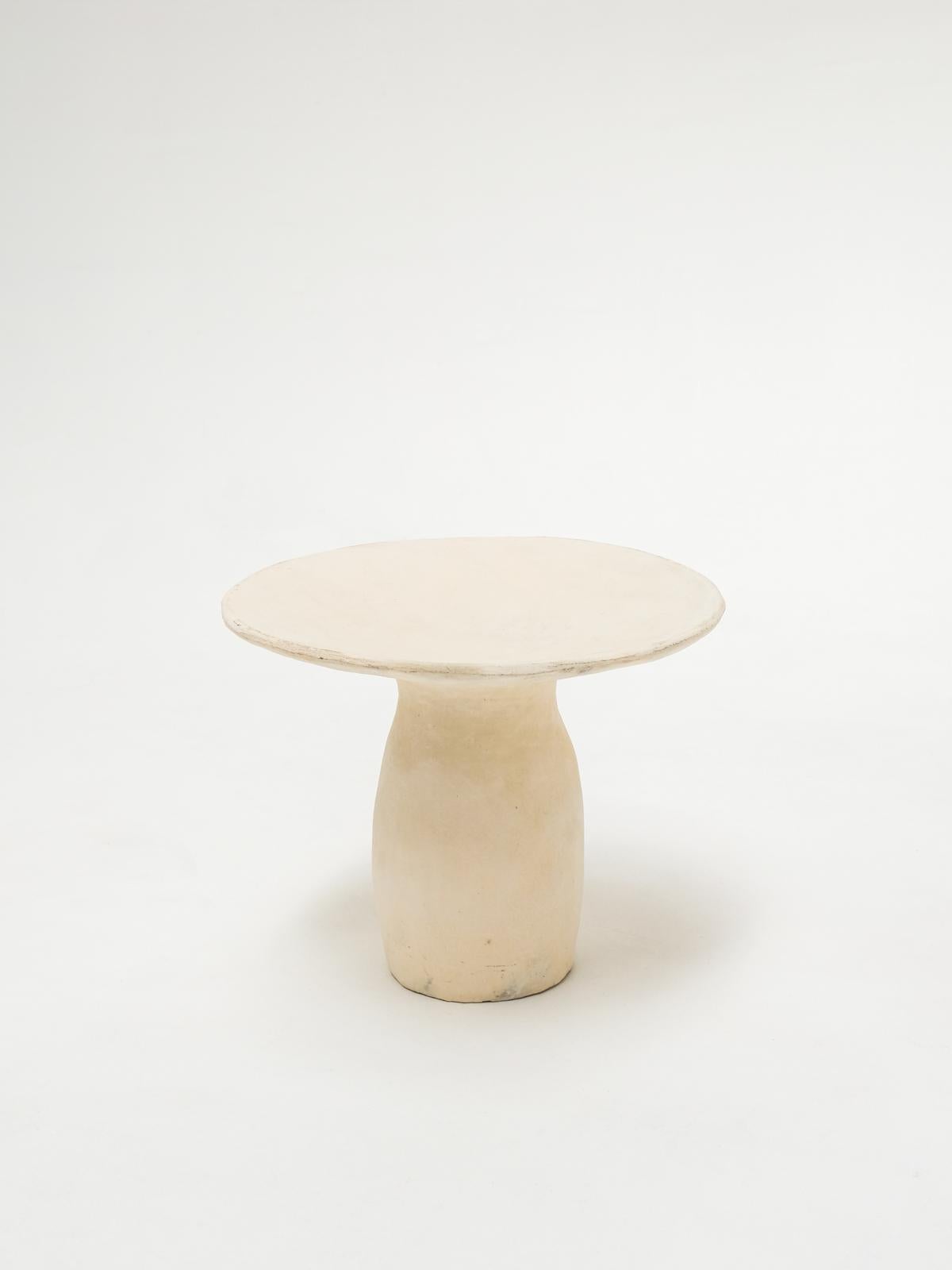 - Handbuilt white big side table, stool for bedroom or living room
- made of clay collected from the potter's surroundings.
- slip applied with natural pigments as whitewash with water
- made in the Moroccan Rif mountains by the potter Houda.
-
