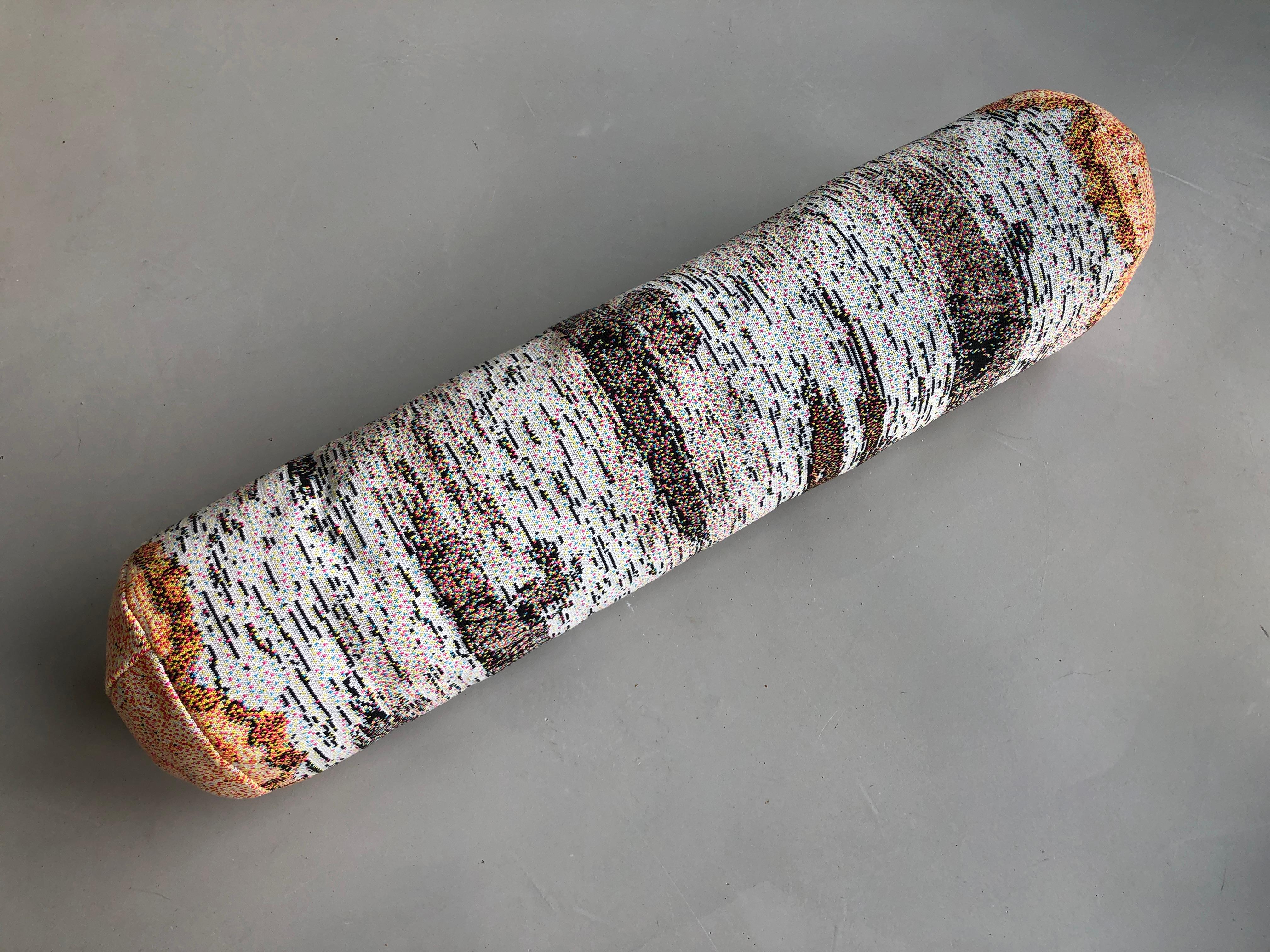 Modern White birch tree log bolster knitted pixeled pillow long - Textile - Pillows For Sale