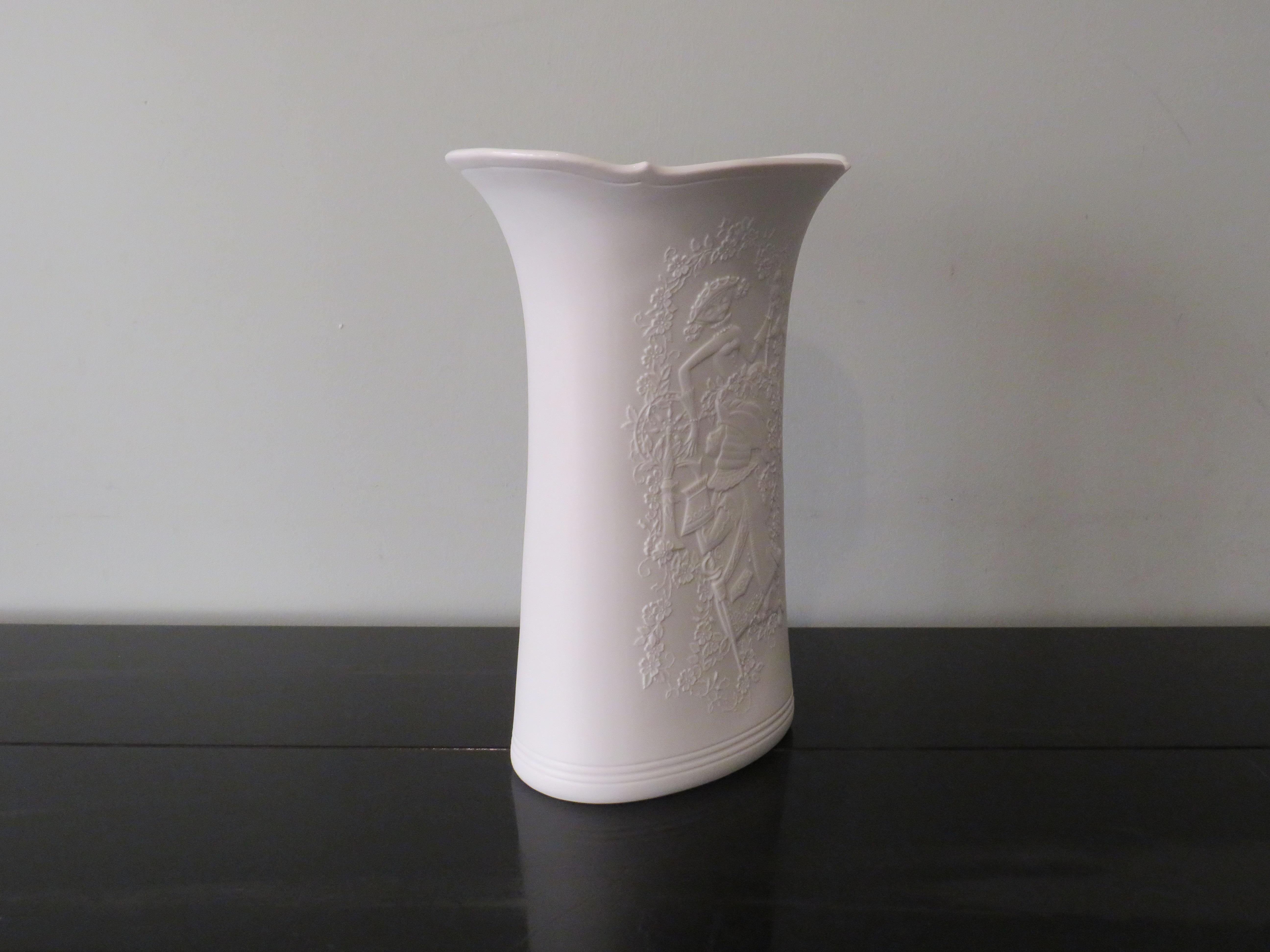 White Biscuit Vase by AK Kaiser, Germany 1970s with Romantic Embossed Motief 5