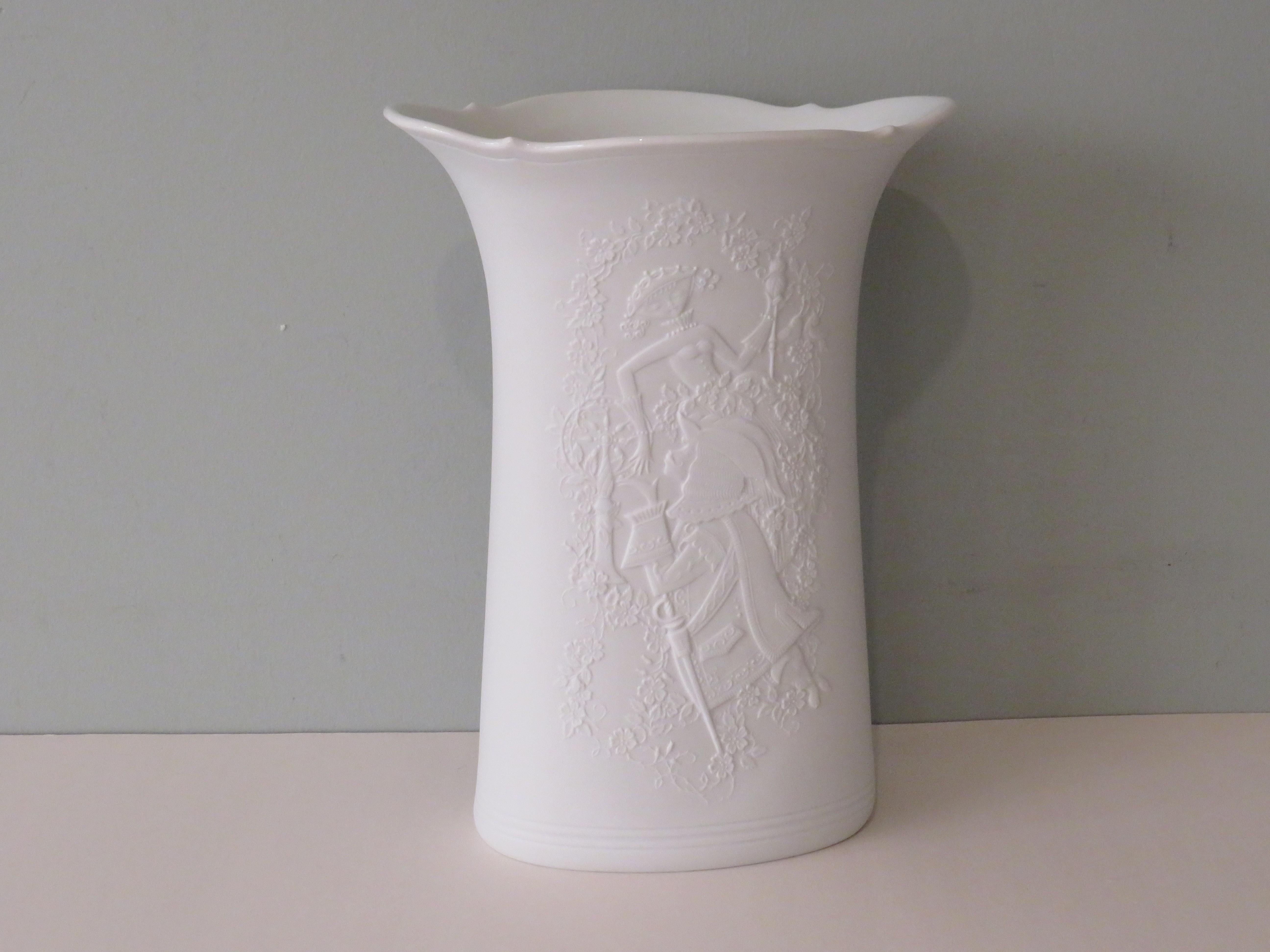 White Biscuit Vase by AK Kaiser, Germany 1970s with Romantic Embossed Motief 6
