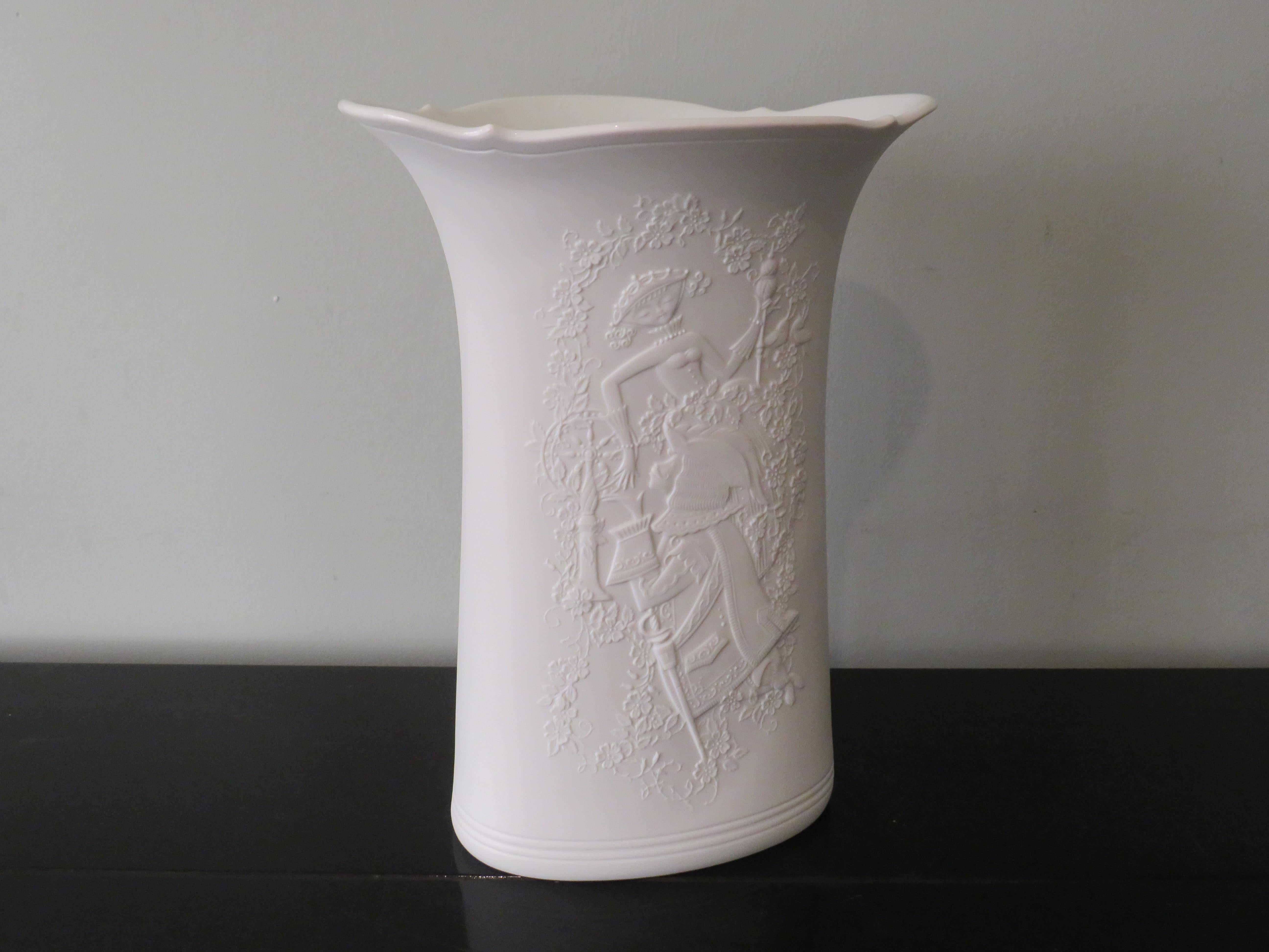 White Biscuit Vase by AK Kaiser, Germany 1970s with Romantic Embossed Motief 2