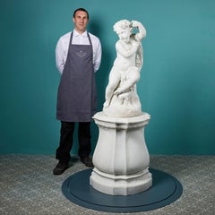 White Bisque Porcelain Antique Cherub Statue