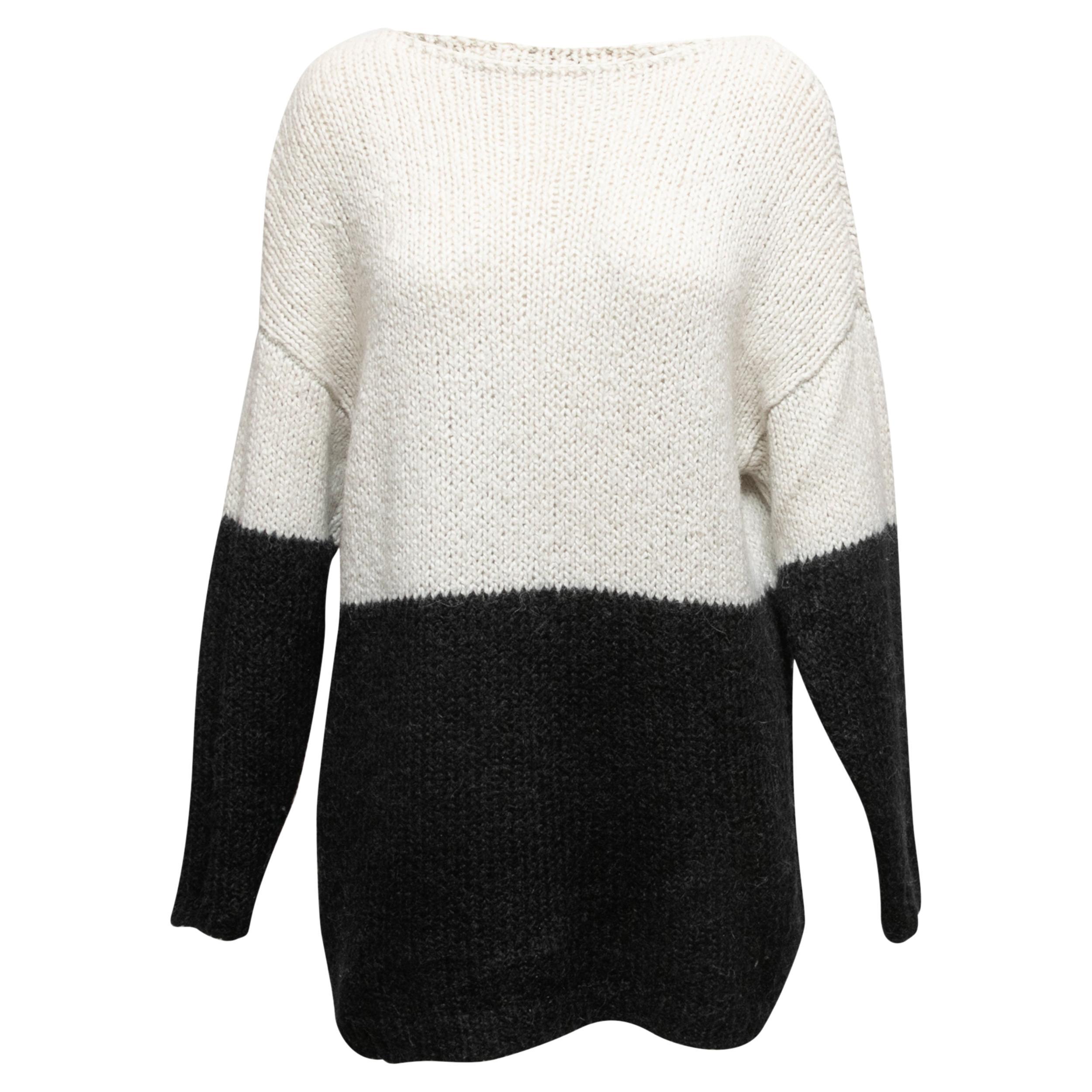 White & Black Alice + Olivia Alpaca & Silk Sweater Size XS For Sale