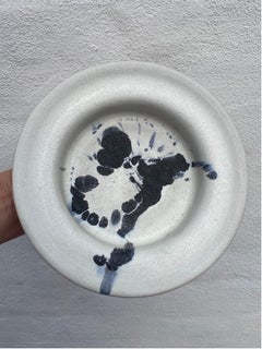 White, Black and Blue Splash Glaze Vide Poche, 1980s