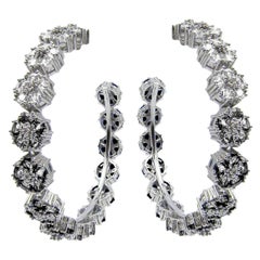 White Topaz and Black Spinel Ombre Blossom Gentile Large Gemstone Hoops