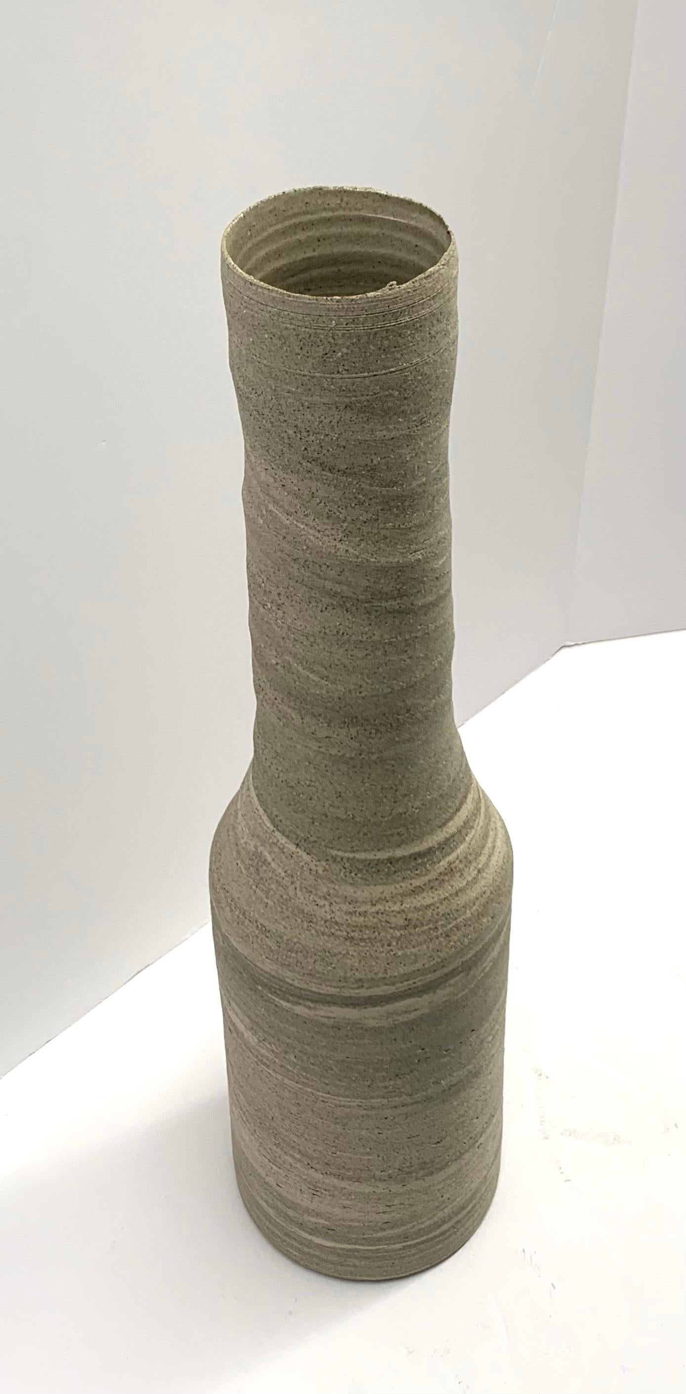 White, Black And Sand Color Stoneware Vase, German, Contemporary In New Condition For Sale In New York, NY
