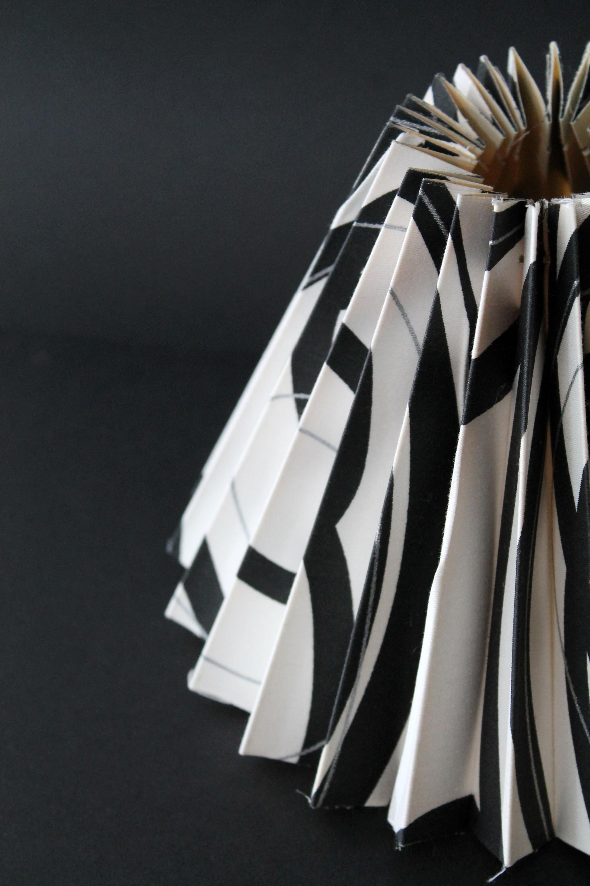 Late 20th Century White, Black, and Silver art abstract Nordic pleated 