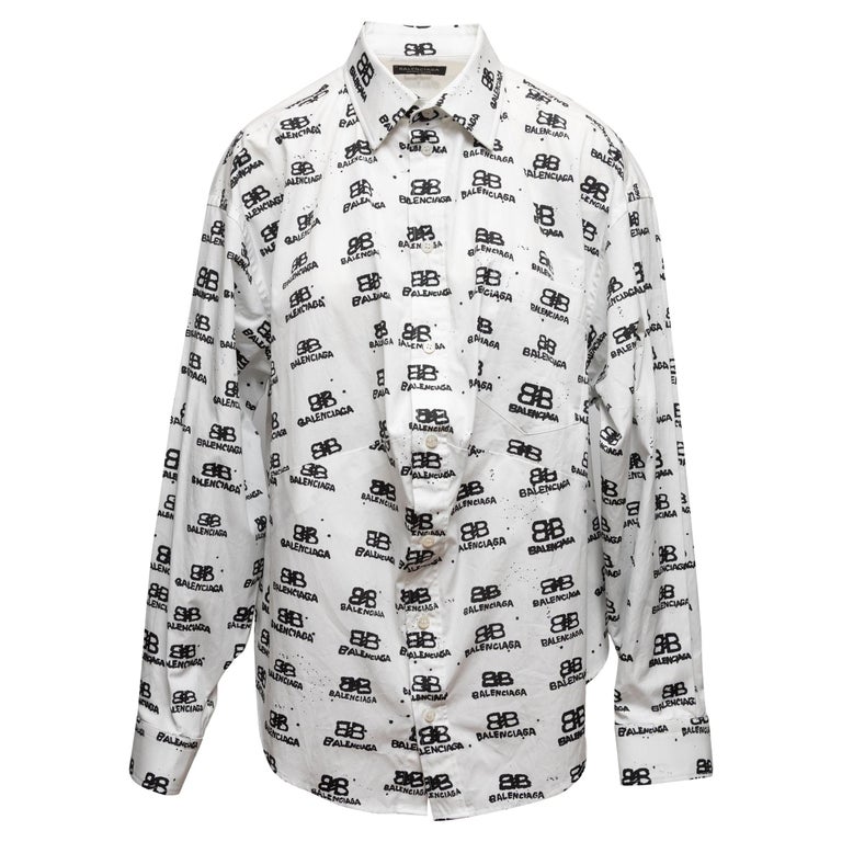 balenciaga dress shirt Monogram Long Sleeve Beige / 38 This shirt features distinctive design elements that elevate its classic appeal Balenciaga Women's Washed Silk Cocoon