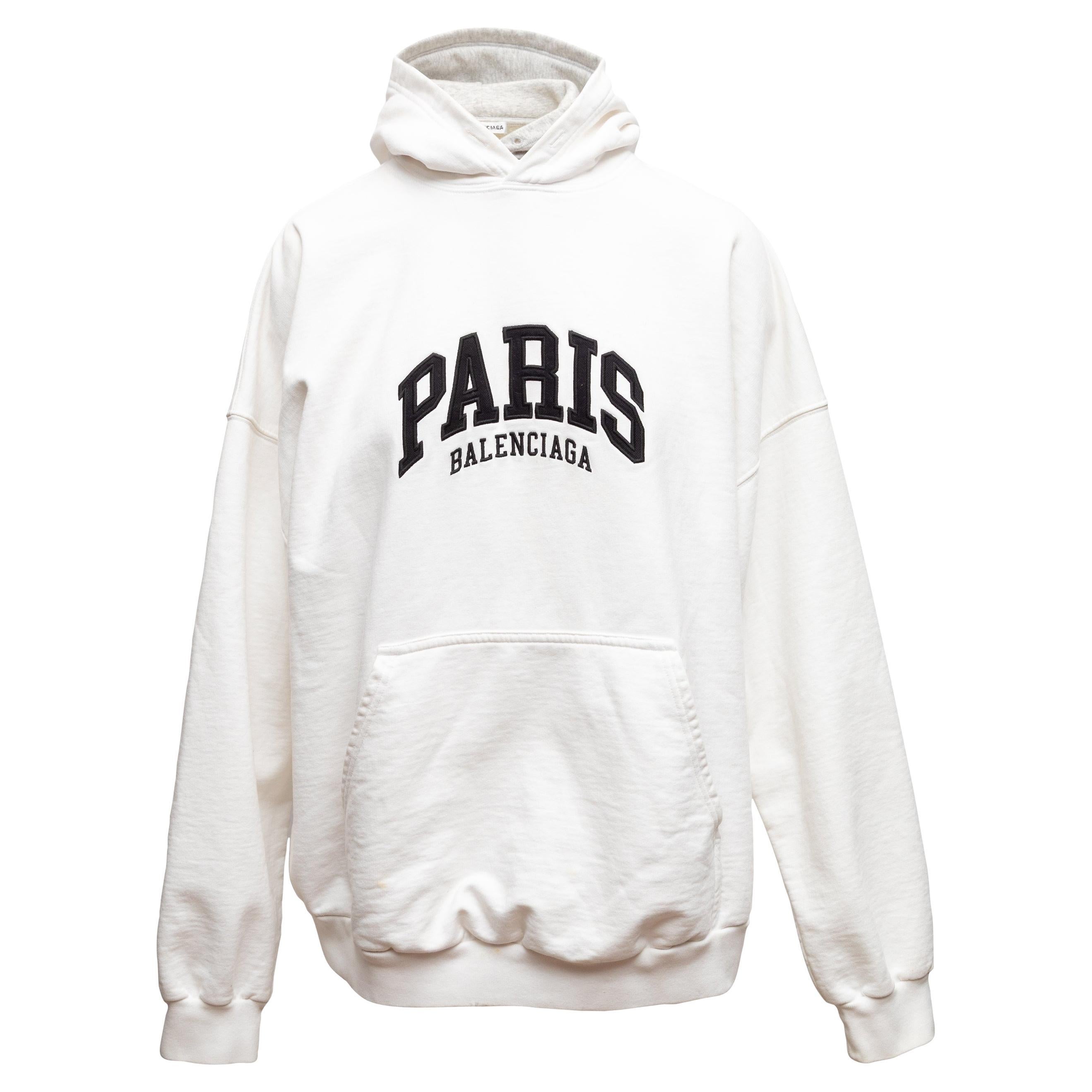 White & Black Balenciaga Paris Hoodie