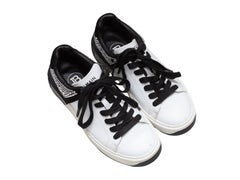 Weiße & Schwarze Balmain Crystal-Embellished Low-Top Sneakers Größe 37