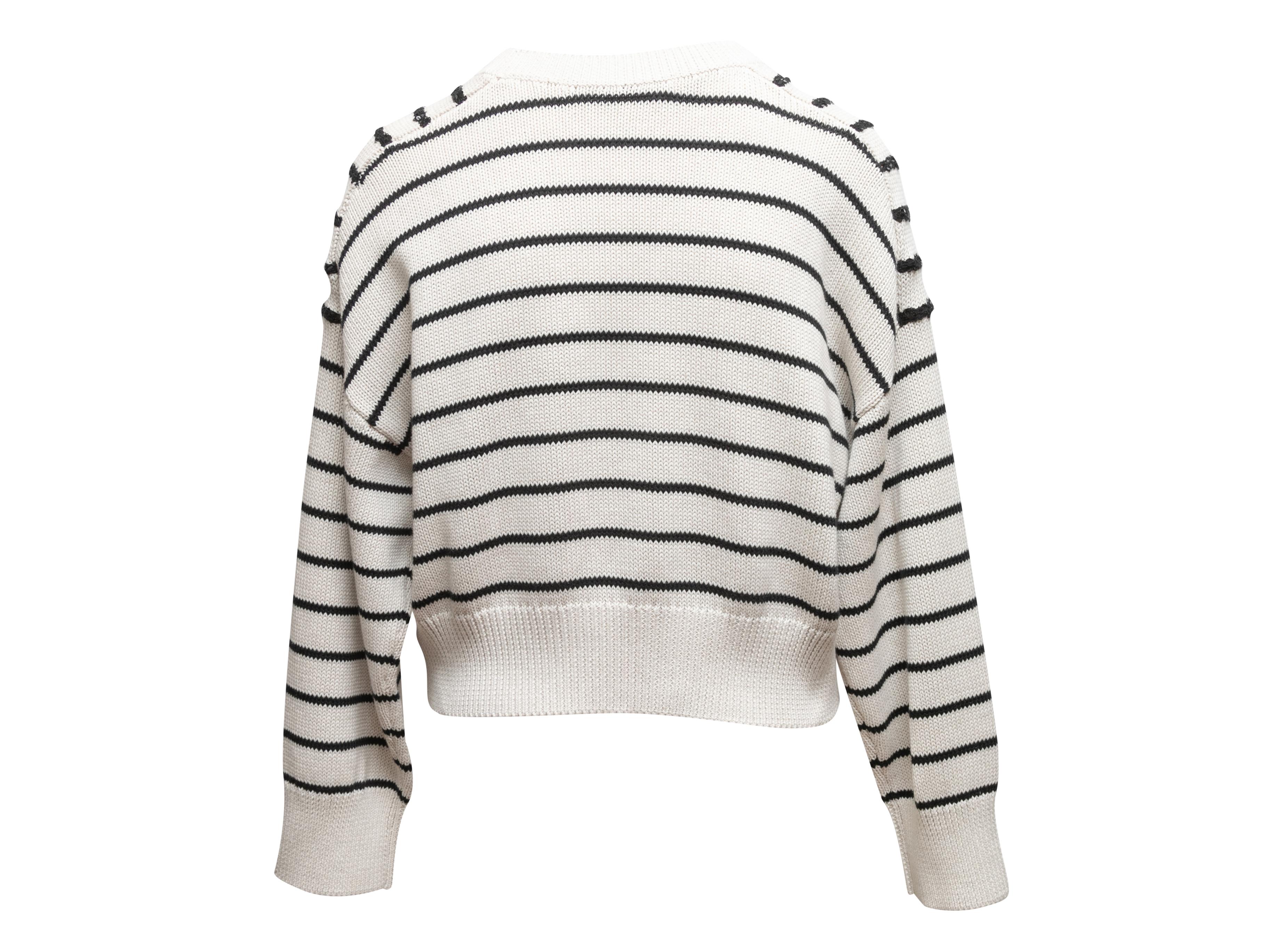 Gray White & Black Brunello Cucinelli Striped Sequin-Accented Sweater