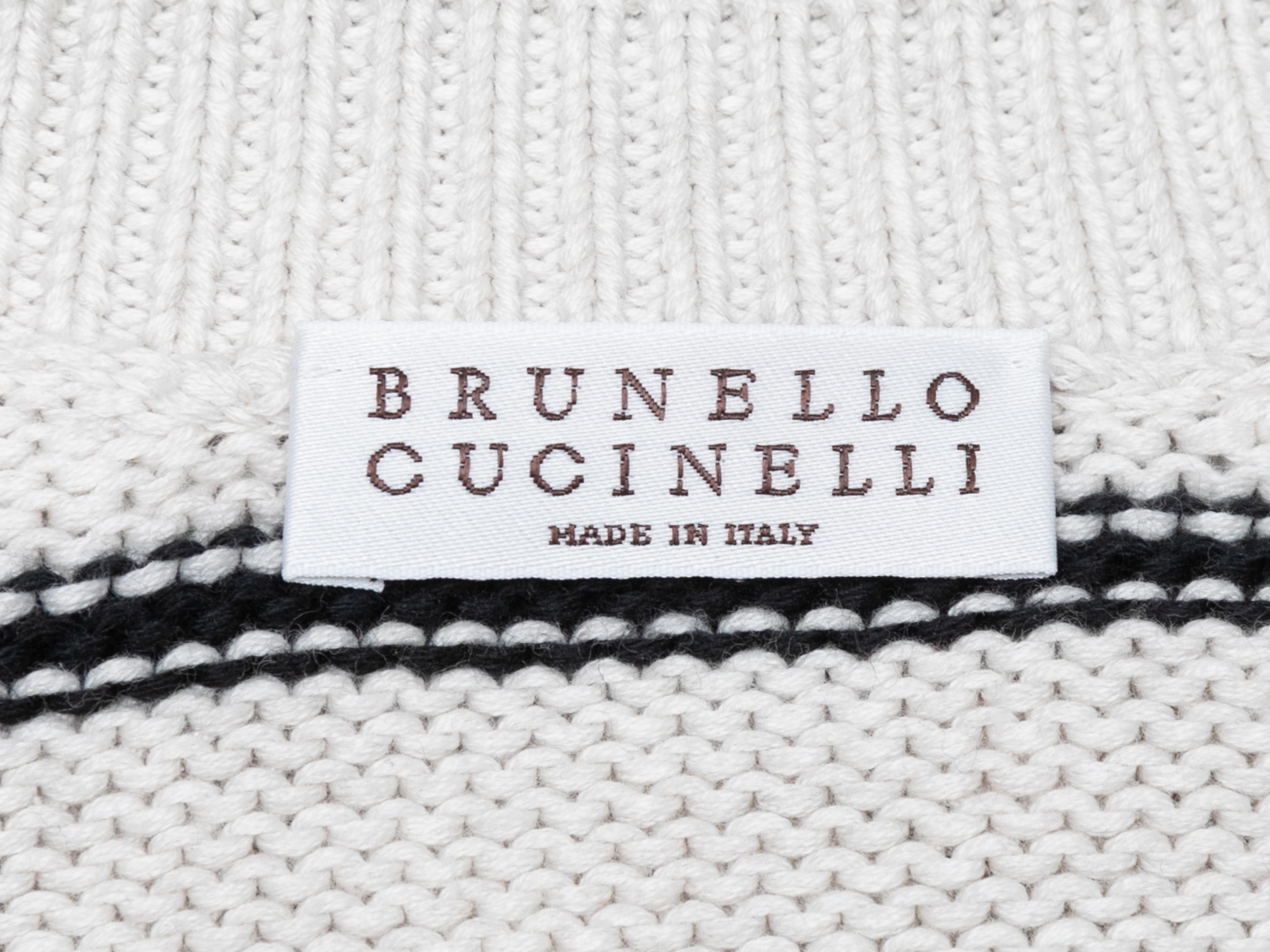 White & Black Brunello Cucinelli Striped Sequin-Accented Sweater In Good Condition In New York, NY