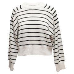 White & Black Brunello Cucinelli Striped Sequin-Accented Sweater