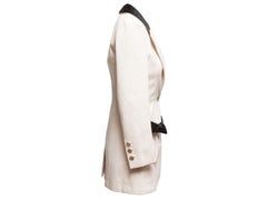 White & Black Chanel Cotton Bow-Accented Longline Blazer Size FR 34