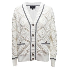 White & Black Chanel V-Neck Cardigan Size FR 34