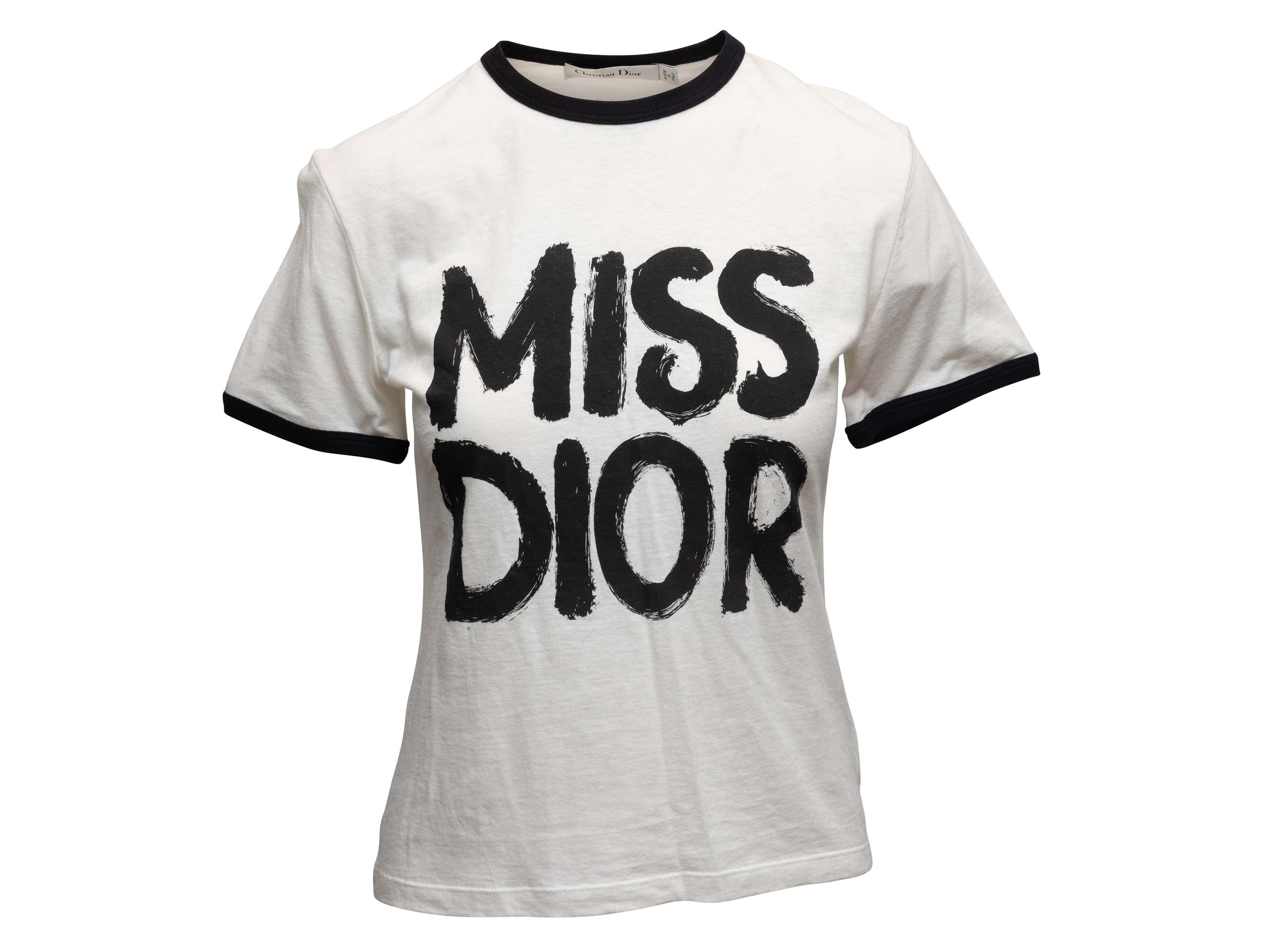 White and Black Christian Dior Miss Dior Ringer Tee Size US XS For