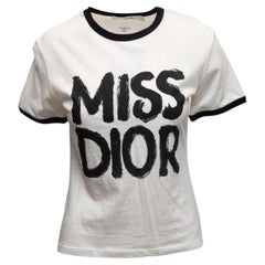 Weiß & Schwarz Christian Dior Miss Dior Ringer Tee Größe US XS
