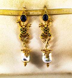 White Black Diamond Emerald Blue Sapphire Ruby Pearl Yellow Gold Drop Earrings
