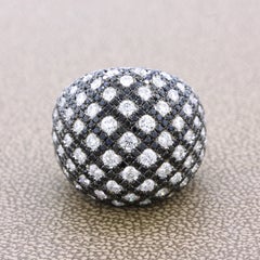 White & Black Diamond Gold Dome Cocktail Ring