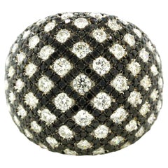 White & Black Diamond Gold Dome Cocktail Ring