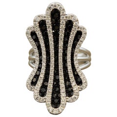 White and Black Diamond Gold Ring