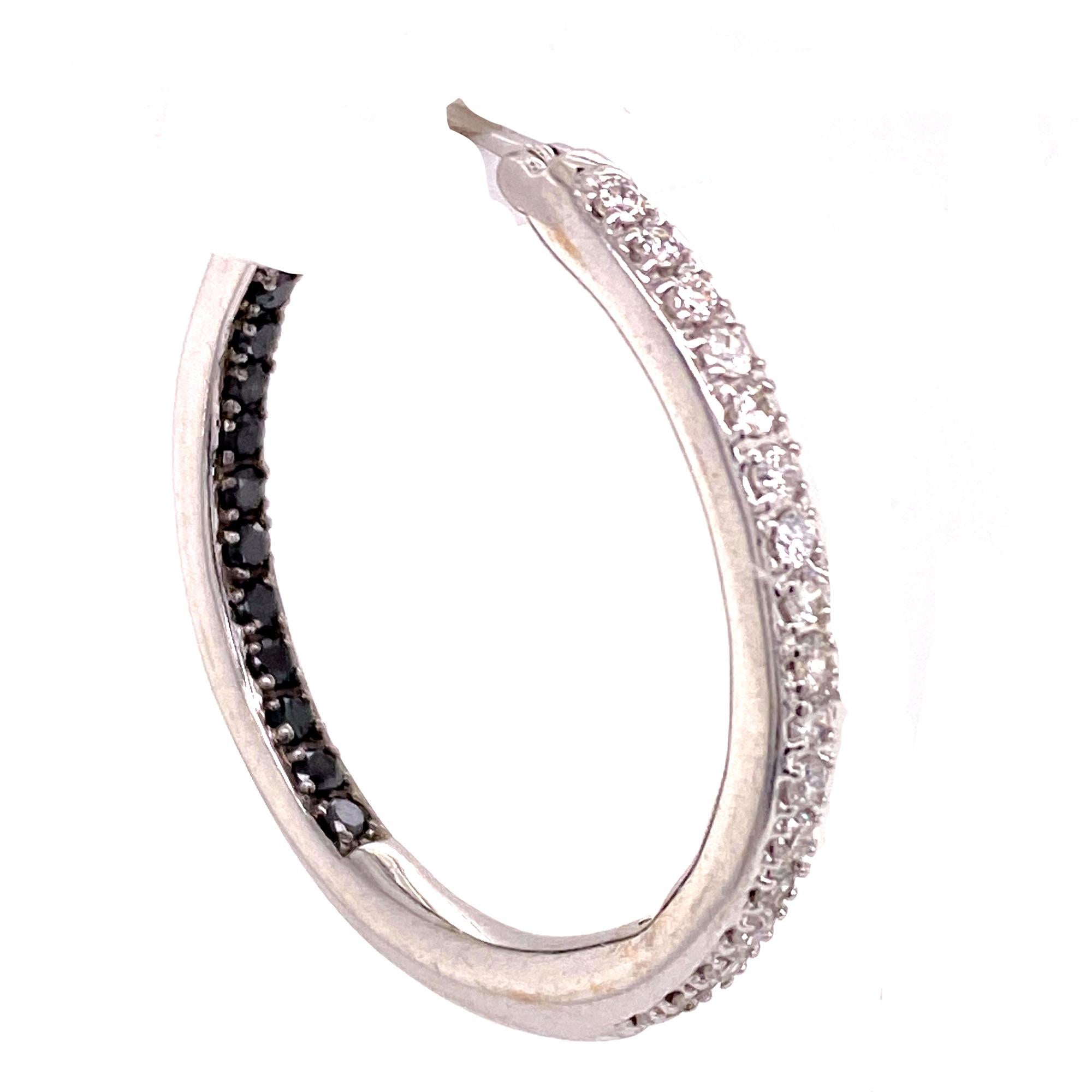 black diamond hoop earrings white gold