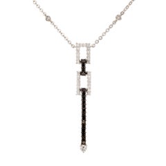 Vintage White Black Diamond White Gold Pendant Drop Necklace