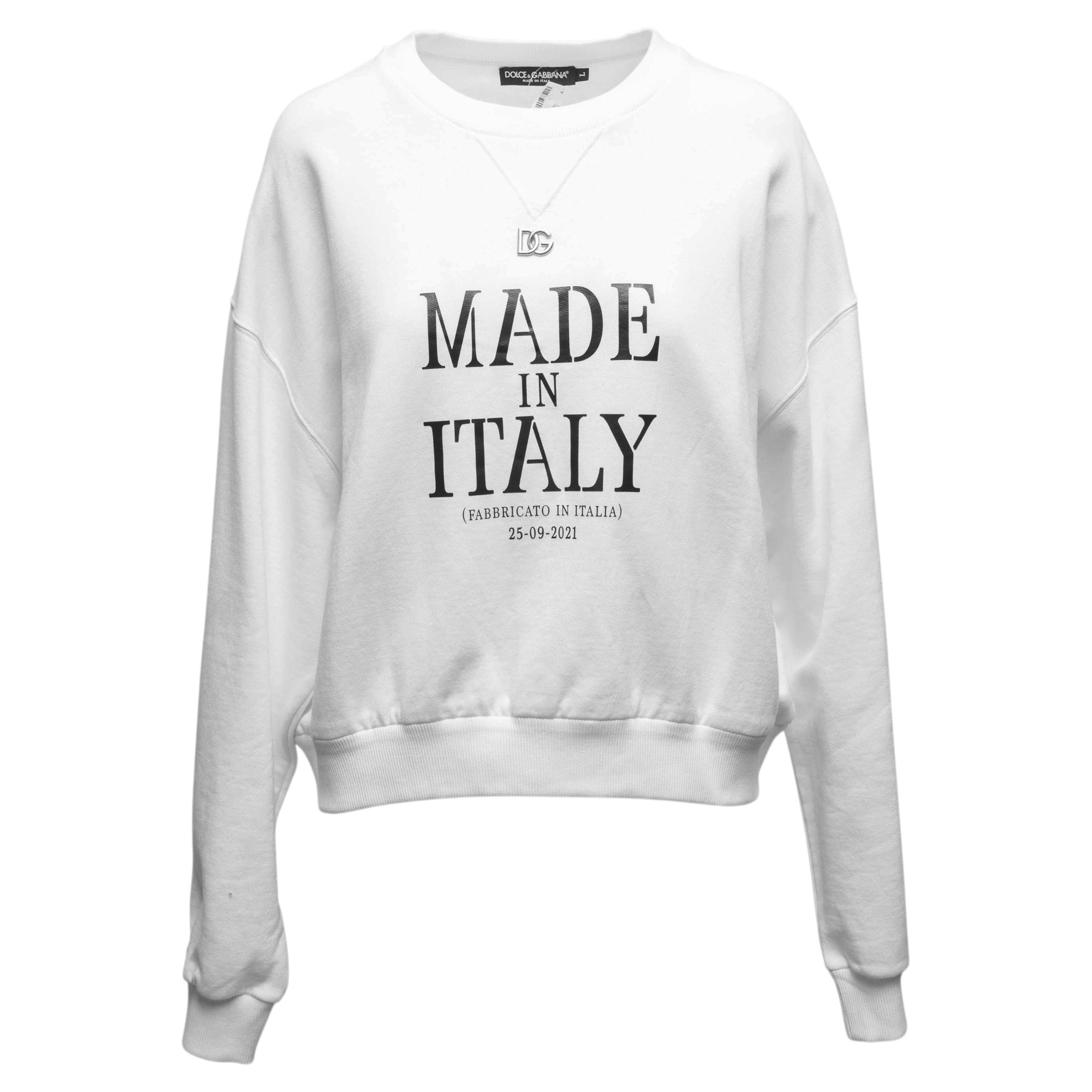 White & Black Dolce & Gabbana Graphic Print Crewneck Sweatshirt