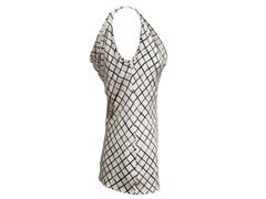 White & Black Dries Van Noten Silk Grid Print Cowl Neck Tank Size US S