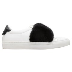 White & Black Givenchy Low-Top Mink-Trimmed Sneakers Size 36